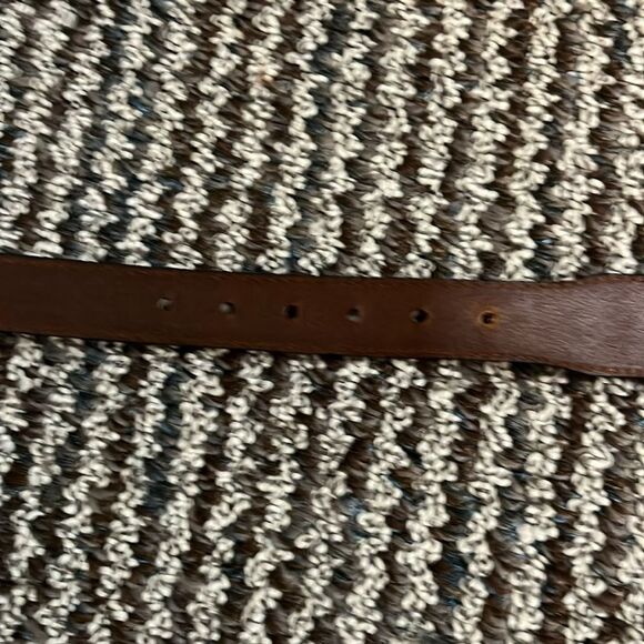 Brown Woven Tapestry Striped Fabric Leather Belt Brass Buckle Western Unisex 38 - Picture 6 of 9